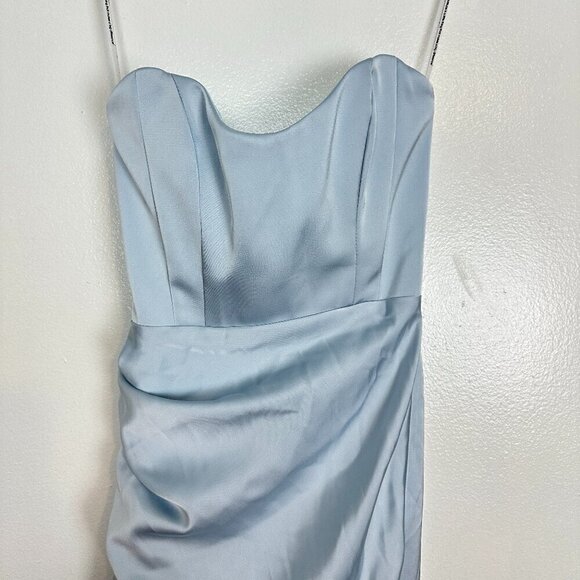 KATIE MAY Bita Strapless Satin Gown in Celestial Blue Size XX-Small - Picture 3 of 9